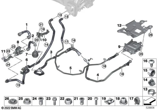 Coolant hose forward 4 for BMW G09 (OEM 64219874297). Original BMW