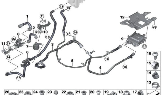 Manica del refrigerante OEM 64219874294 per BMW XM G09 (tutti i modelli dal 12/2022 al 11/1028). BMW originale.