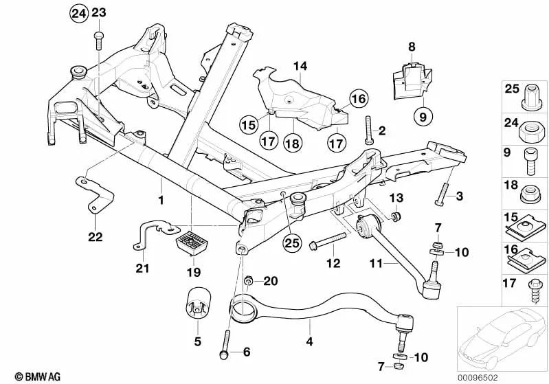 Barra de direção sem bucha de borracha esquerda para BMW E39, E52 (OEM 31121141717). BMW original