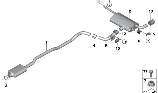 Rear Silence OEM 18307828908 for BMW F44 (Series 2 Grand Coupé), F48, F48N (X1). Original BMW piece.