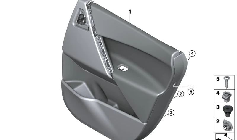 Rear right door trim for BMW I20 (OEM 51425A15772). Original BMW.