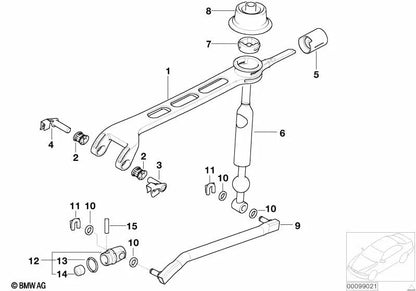 Perno de apoyo derecho para BMW E46, E90, E90N, E91, E91N, E92, E92N Serie 3 E34, E39, E60, E60N, E61, E61N Serie 5 E31 Serie 8 E84 X1 E83, E83N X3 E53 X5 E85 Z4 (OEM 25111221580). Original BMW.