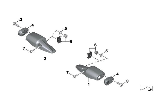 Soporte intermitente izquierdo OEM 63138350025 para motos BMW R nineT, R nineT Pure, R nineT Scrambler, R nineT Racer, R nineT Urban G/S. Original BMW Motorrad.