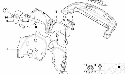 Tampa de saída da correia esquerda para BMW E52 (OEM 51467002471). BMW original