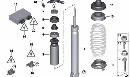 Rear Shock Absorber OEM 33522284315 for BMW E90, E91, E92, E93. Original BMW