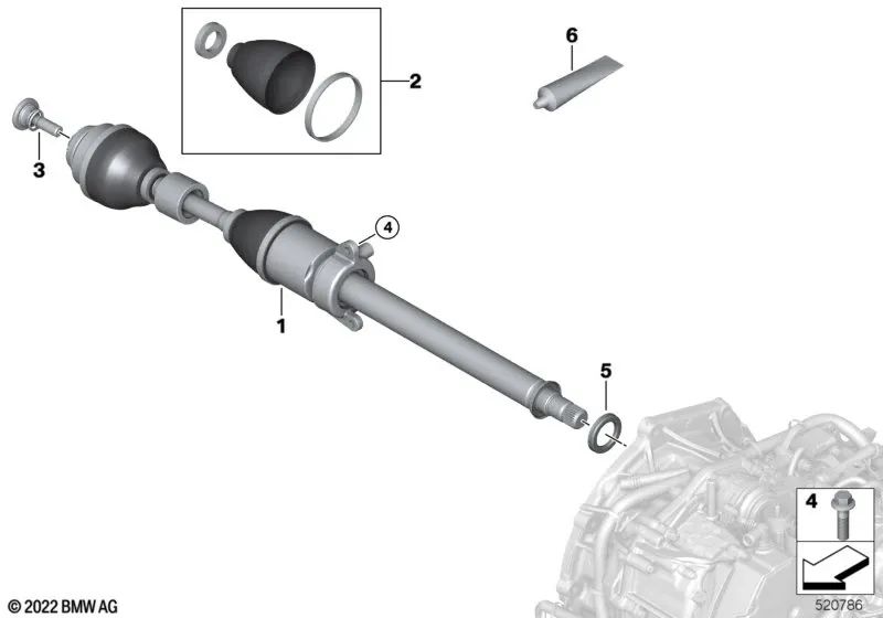 Front right drive shaft for BMW X1 U11, U12 (OEM 31605A4E436). Original BMW