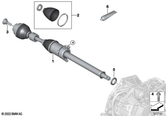 Front right drive shaft for BMW X1 U11, U12 (OEM 31605A4E436). Original BMW