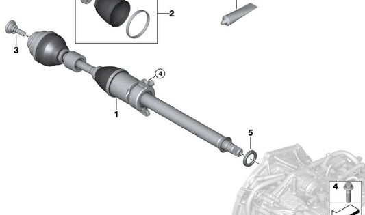Palier delantero derecho OEM 31605A4E432 para BMW X1 (U11), X2 (U10) y MINI Countryman (U25). Original BMW y MINI.