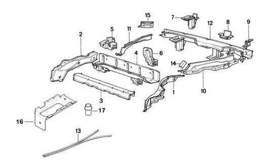 Refuerzo derecho OEM 41118105298 para BMW Serie 5 E34 y Serie 7 E32. Pieza original BMW.