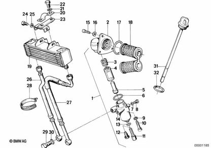 Conducto del enfriador de aceite para BMW E46, F30, F80 (OEM 11421335390). Original BMW