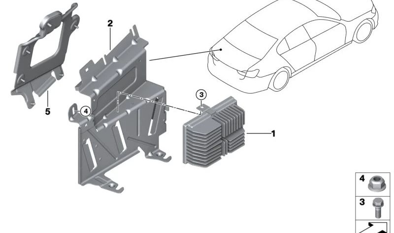 Amplificador sistema de sonido Bowers & Wilkins OEM 65122622879 para BMW F90, G30, G31, G32, G11, G12. Compatible con modelos Serie 5, Serie 6 GT y Serie 7. Original BMW.