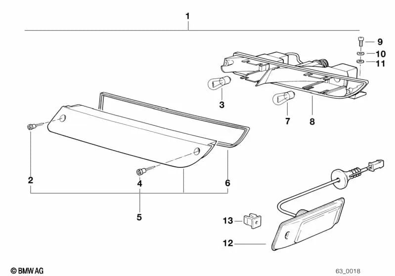 Luce di segnale destra per BMW diversi modelli/serie (OEM 63139069128). BMW originale