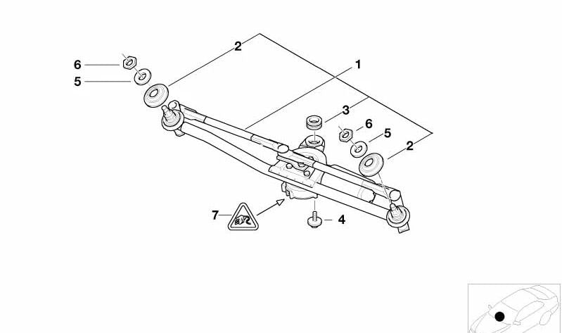 Wiper motor and mechanism complete OEM 61617071693 for BMW 3 Series E46 (1998-2005). Original BMW.