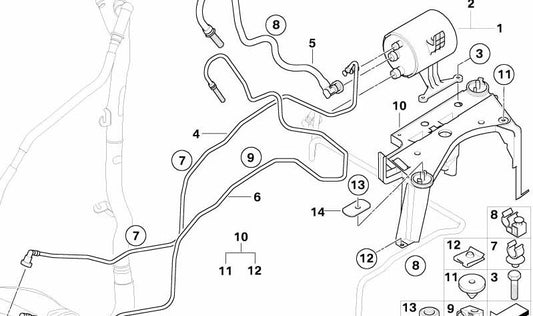 Tubo de ventilación de combustible OEM 16132283489 para BMW E90, E90N, E92, E92N, E93, E93N. Original BMW.