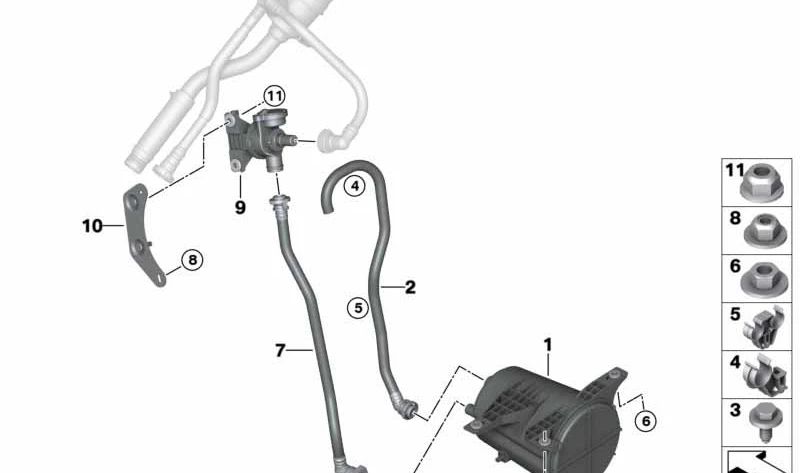 Tubo de ventilación OEM 16137404084 para BMW G01, G02. Original BMW.