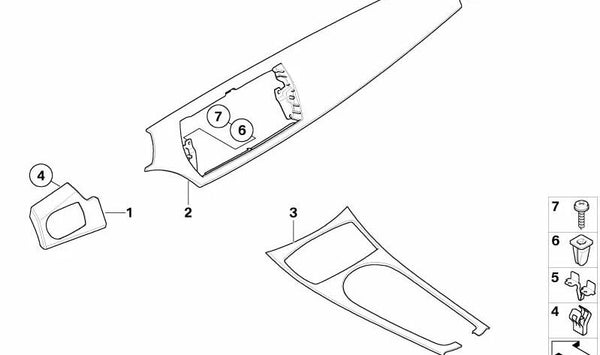 Embellecedor salpicadero grafito satinado lado conductor OEM 51457037224 para BMW Z4 E85 (2.0i, 2.2i, 2.5i, 2.5si, 3.0i). Original BMW.
