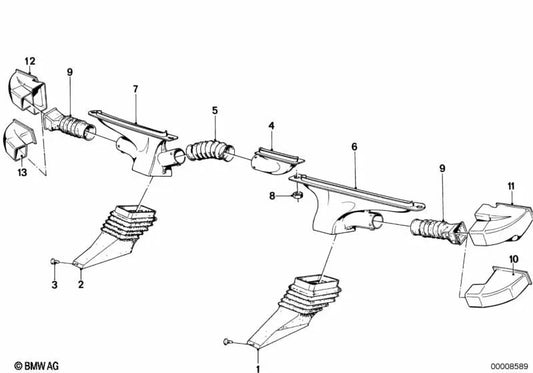 Tubo de ar quente central para BMW Série 3 E21, Série 5 E12 (OEM 64211355749). BMW original