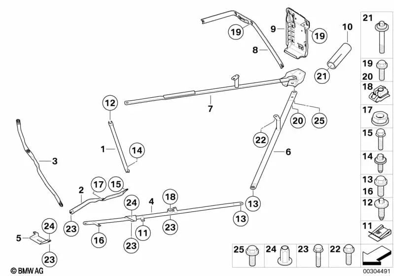 Links -Torretas -Verstärkungsstange für BMW E81, E82, E87, E87N, E88 (OEM 51617167643). Original BMW.