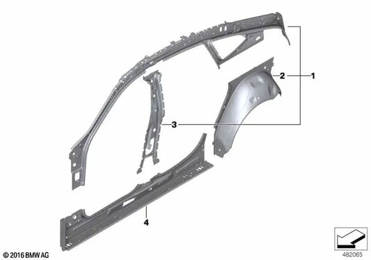 Left inner side member for BMW G32, G32N (OEM 41007470129). Original BMW