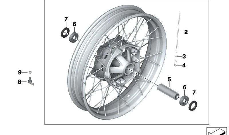 Radios da roda dianteira OEM 36318406050 para BMW Motorrad R Ninenet Scrabler, Urban G/S, R 1200 Gs, R 1250 Gs, Aventura. BMW Motorrad original.