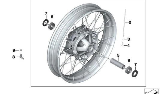 Radios da roda dianteira OEM 36318406050 para BMW Motorrad R Ninenet Scrabler, Urban G/S, R 1200 Gs, R 1250 Gs, Aventura. BMW Motorrad original.
