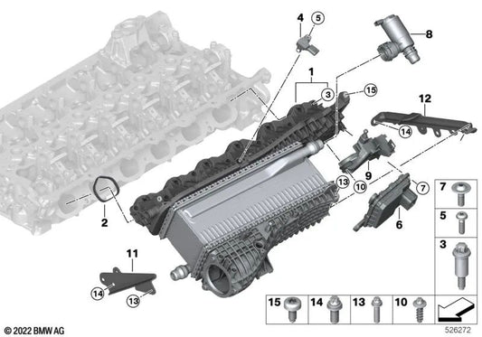 BMW Abschlussventil -Support -Serie 5 G60, 7 G70 -Serie, X5 G05N, G18N, X6 G06N, X7 G07N, XM G09 (OEM 11519845737). Original BMW