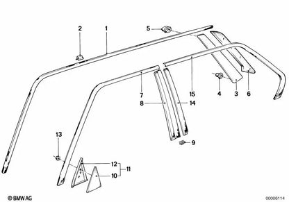Cubierta derecha para BMW E28 (OEM 51321961254). Original BMW
