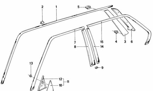 Moldura derecha OEM 51321872314 para BMW E28. Original BMW.