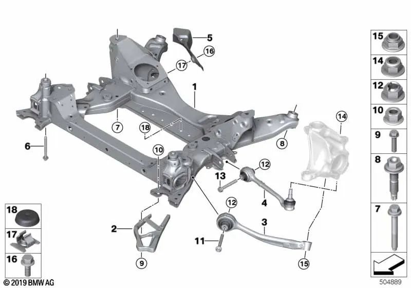 ARME SUSPENSION AVEC CASSAGE DROIT DU RÉSÉBRAL POUR BMW X3 F97, F97N Série X4 F98, F98N (OEM 31108067432). BMW d'origine.