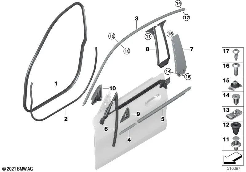 Right exterior mirror channel cover for BMW 4 Series G26 (OEM 51337482984). Original BMW.