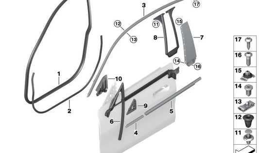 Protector de canto puerta delantera OEM 51727482946 para BMW G26 (420d, 420i, 430d xDrive). Original BMW.