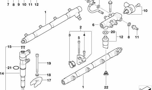 Supporto iniettore OEM 13532248427 per BMW E38, E39, E46, E53, E60, E61, E63, E64, E65, E66, E67, E70, E71, E83, E85, E86, E87, E88, F01, F02, F03, F03, F03, F03, F03, F03, F03. BMW originale.