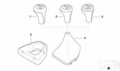 Leather Gear Shift Knob/6 Speed ​​for BMW E46, E34, E60, E61, E63, E64, E53, E85 (OEM 25117523817). Original BMW