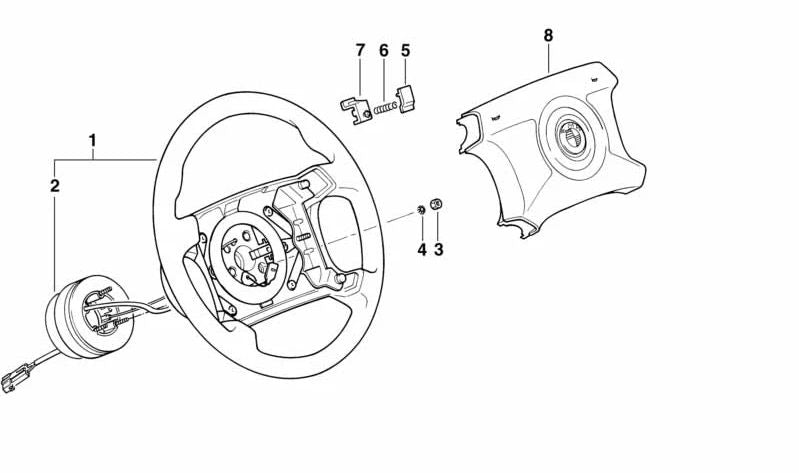 Cerradura de dirección OEM 32341161875 para BMW E36, E34, E32, E31. Original BMW.