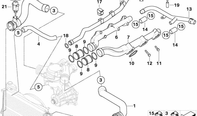 Return hose OEM 11537830558 for BMW E39, E38, E60, E61, E63, E64, E65, E66, E67, E83, E53. Original BMW