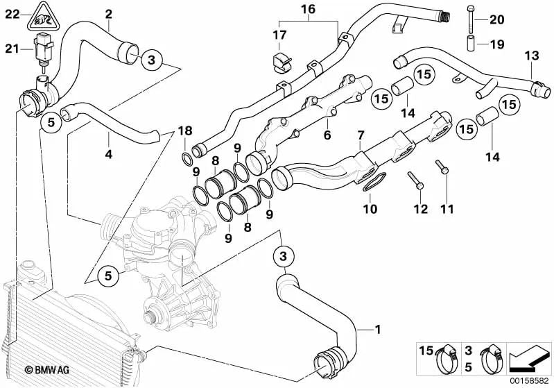 Manguera de agua para BMW E39 (OEM 11531406766). Original BMW.