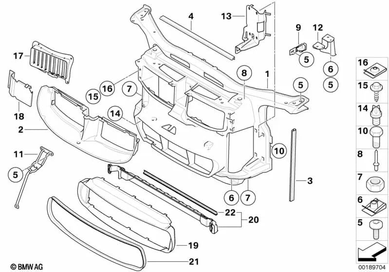 Parete frontale per BMW 3 E90 Series, E90N, E92, E92N, E93, E93N (OEM 51647900810). BMW originale.