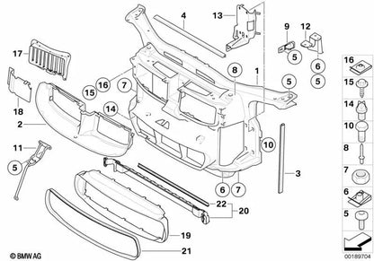 Parete frontale per BMW 3 E90 Series, E90N, E92, E92N, E93, E93N (OEM 51647900810). BMW originale.