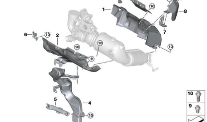 Soporte de conducto de escape del turbo OEM 11658604706 para BMW F40, F52, F44, F45, F46, F48, F49, F39 y MINI F55, F56, F57, F54, F60. Original BMW y MINI.