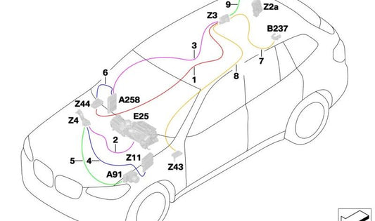 Cable de alimentación principal OEM 61115A40930 para BMW X3 (F97, F97N, G01, G01N, G08, G08N) y X4 (F98, F98N, G02, G02N). Original BMW.