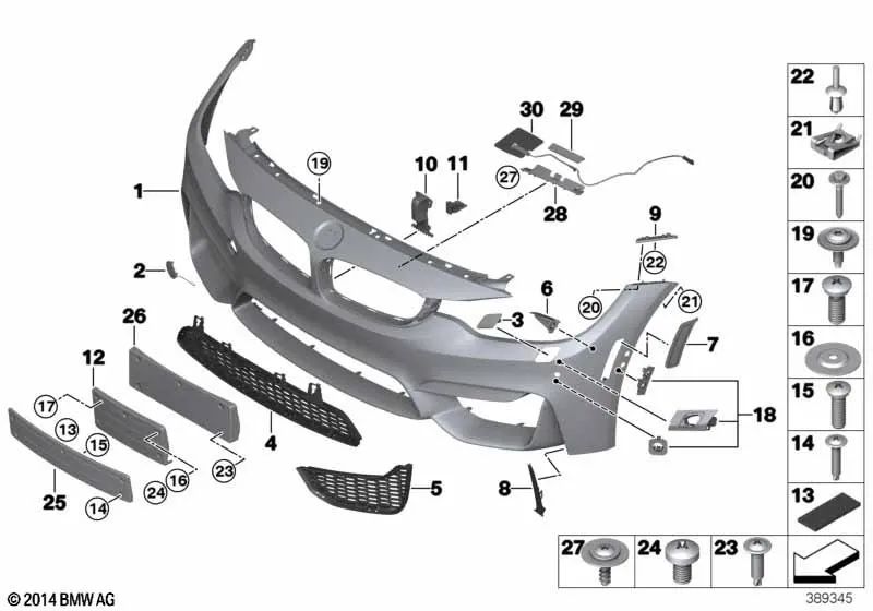 Einsatz Lufteinlass Mite pour BMW 3 F80 Series, F80N, série 4 F82, F83 (OEM 51118054294). BMW d'origine