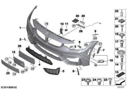 Einsatz Lufteinlass Mite pour BMW 3 F80 Series, F80N, série 4 F82, F83 (OEM 51118054294). BMW d'origine