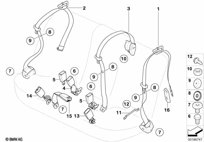Correia traseira esquerda para BMW X5 E70, E70N (OEM 72117161847). BMW original.