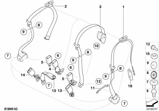 Correia traseira esquerda para BMW X5 E70, E70N (OEM 72117161847). BMW original.
