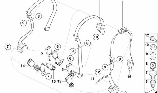 Cintura posteriore protettiva OEM 72119160993 per BMW X5 E70 ed E70N. BMW originale BMW.