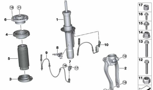 Assorbitore anteriore VDC OEM 37106878122 per BMW G16 (serie Gran Coupé). BMW originale