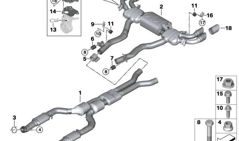 Silenciador de vibração OEM 18303451614 para BMW F20, F21, F22, F23, F34, F10, F11, F18, E83, G05, G06, G07, F95N, F96N, G42. Peça original da BMW.