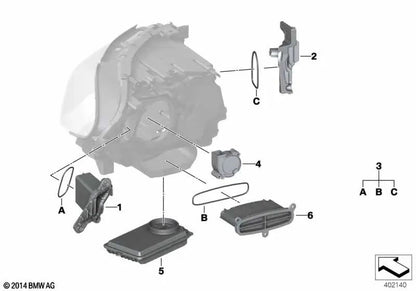 Ventilador LED derecho OEM 63117352480 para BMW Serie 5 F07, F10, F11. Original BMW.