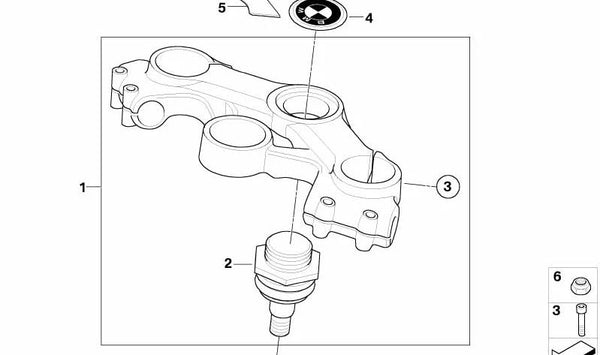Tapas cubre puente horquilla OEM 31427706630 para BMW Motorrad R 1200 S (RK29). Original BMW Motorrad.