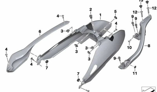 Parte posteriore destra OEM 46627686616 per moto BMW Motorrad K1200R, K1300R. BMW Motorrad originale.